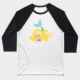 Cute Mermaid, Little Mermaid, Blonde Hair, Shell Baseball T-Shirt